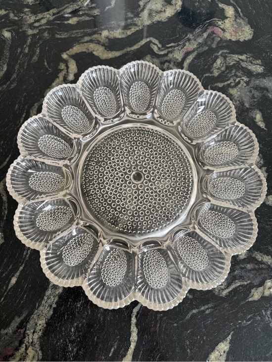 Other - Deviled Egg Serving Plate Indians Bubble Glass circa 1950. 11”